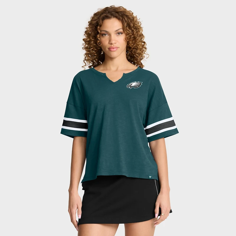 T-shirt Fanatics pour femmes, vert nuit, Philadelphia Eagles Redzone Curl Route