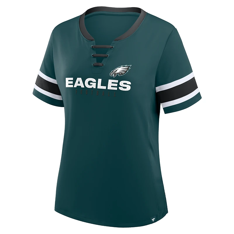 T-shirt à lacets Athena pour femme, vert nuit, des Philadelphia Eagles, Redzone Draw Play