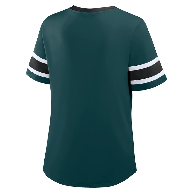 T-shirt à lacets Athena pour femme, vert nuit, des Philadelphia Eagles, Redzone Draw Play