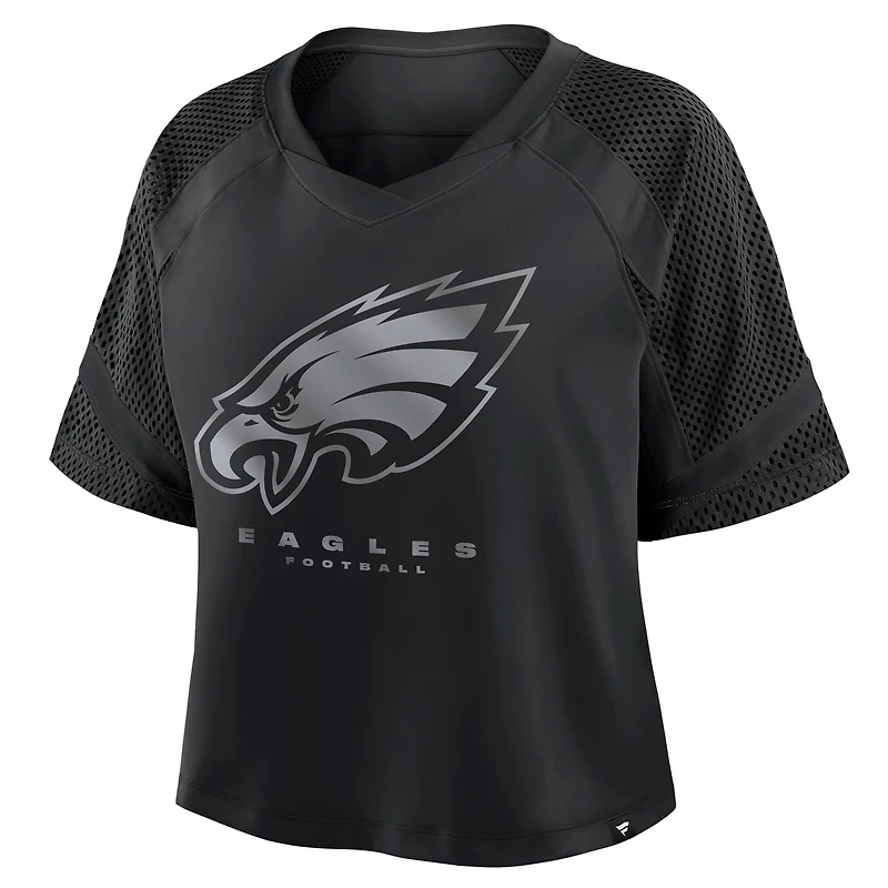 Maillot surdimensionné à col en V et raglan pour femme Fanatics Philadelphia Eagles, noir tendance