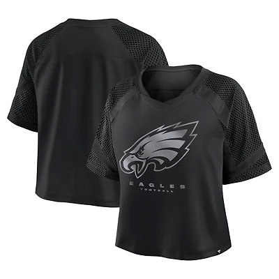 Maillot surdimensionné à col en V et raglan pour femme Fanatics Philadelphia Eagles, noir tendance