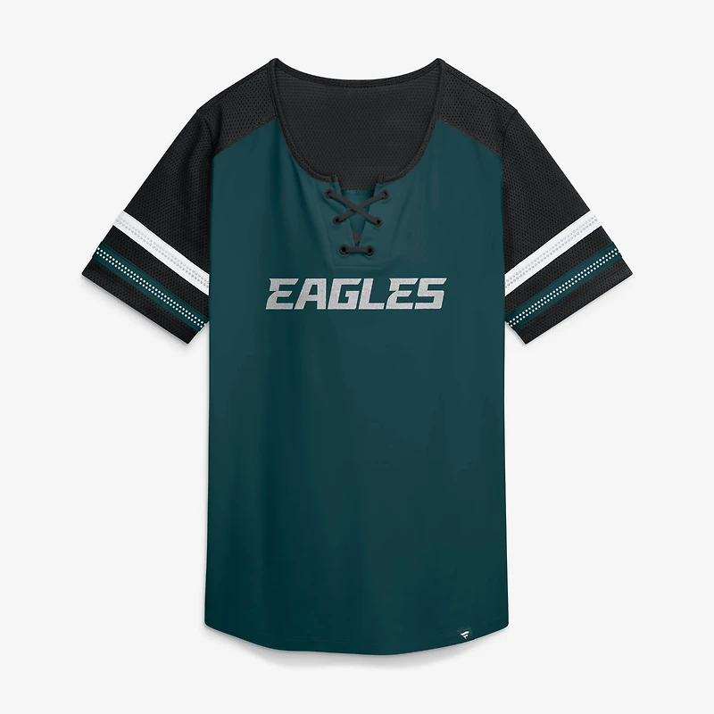 Women's Fanatics Saquon Barkley Midnight Green Philadelphia Eagles Curl Route Athena Lace-Up Name & Number Shirt