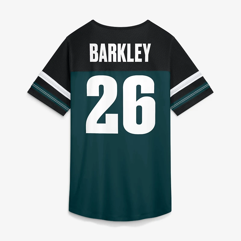 Women's Fanatics Saquon Barkley Midnight Green Philadelphia Eagles Curl Route Athena Lace-Up Name & Number Shirt