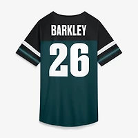 Women's Fanatics Saquon Barkley Midnight Green Philadelphia Eagles Curl Route Athena Lace-Up Name & Number Shirt