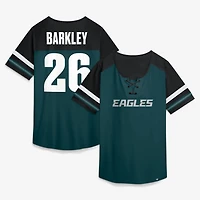 Women's Fanatics Saquon Barkley Midnight Green Philadelphia Eagles Curl Route Athena Lace-Up Name & Number Shirt