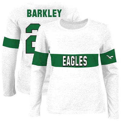 Women's Fanatics Saquon Barkley Ash Philadelphia Eagles Plus Name & Number T-Shirt