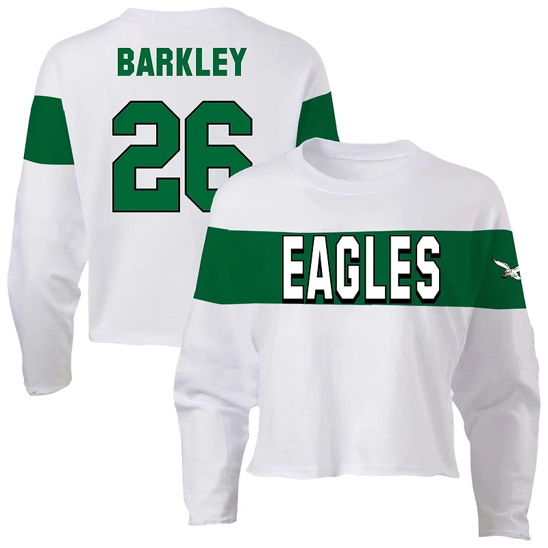 Women's Fanatics Saquon Barkley Ash Philadelphia Eagles Plus Name & Number T-Shirt