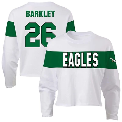 Women's Fanatics Saquon Barkley Ash Philadelphia Eagles Plus Name & Number T-Shirt
