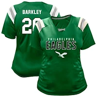 Women's Fanatics Saquon Barkley Kelly Green Philadelphia Eagles Plus Name & Number Raglan Lace V-Neck T-Shirt