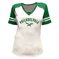 T-shirt à col en V orné de strass Saquon Barkley blanc des Eagles Philadelphie, grande taille, pour femmes (Fanatics)