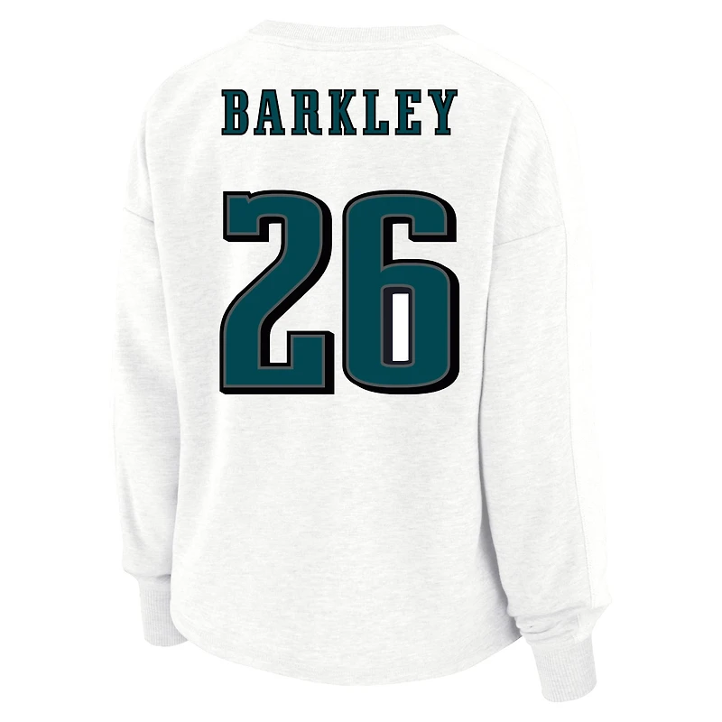 Women's Fanatics Saquon Barkley White Philadelphia Eagles Plus Oversized Name & Number Sweatshirt