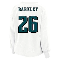 Women's Fanatics Saquon Barkley White Philadelphia Eagles Plus Oversized Name & Number Sweatshirt