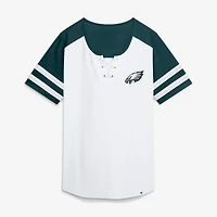 Women's Fanatics White/Midnight Green Philadelphia Eagles Touchdown Pass Athena Lace-Up T-Shirt