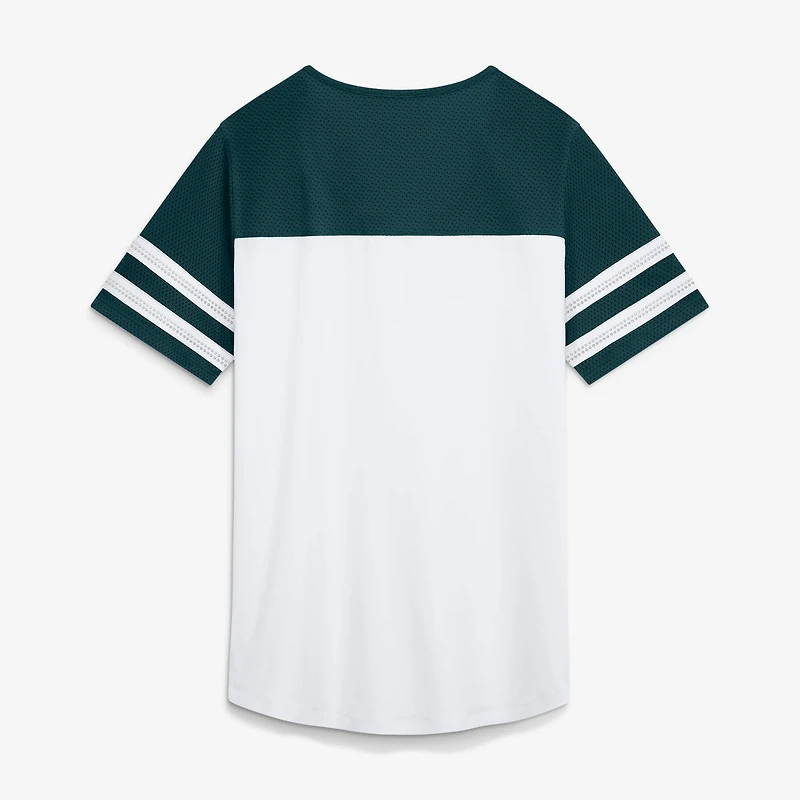 Women's Fanatics White/Midnight Green Philadelphia Eagles Touchdown Pass Athena Lace-Up T-Shirt