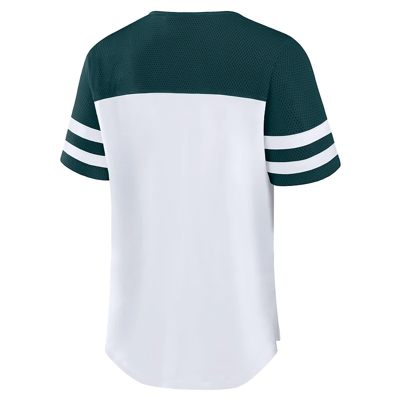 Women's Fanatics White/Midnight Green Philadelphia Eagles Touchdown Pass Athena Lace-Up T-Shirt