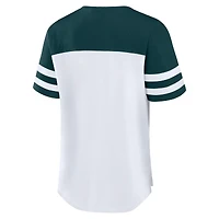 Women's Fanatics White/Midnight Green Philadelphia Eagles Touchdown Pass Athena Lace-Up T-Shirt
