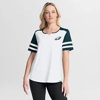 Women's Fanatics White/Midnight Green Philadelphia Eagles Touchdown Pass Athena Lace-Up T-Shirt