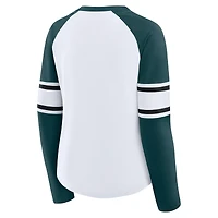 T-shirt à lacets manches longues et col rond pour femme, blanc, grande taille, des Philadelphia Eagles, Redzone