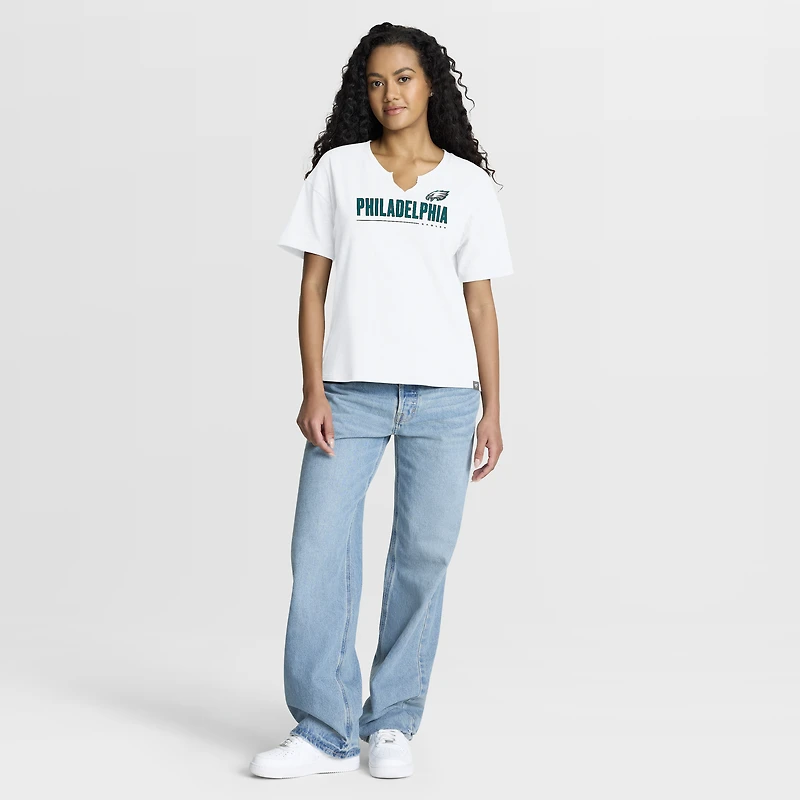 T-shirt boxy blanc flammé Redzone des Philadelphia Eagles pour femme