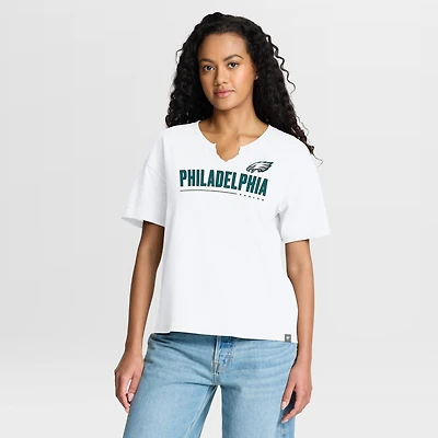 T-shirt boxy blanc flammé Redzone des Philadelphia Eagles pour femme