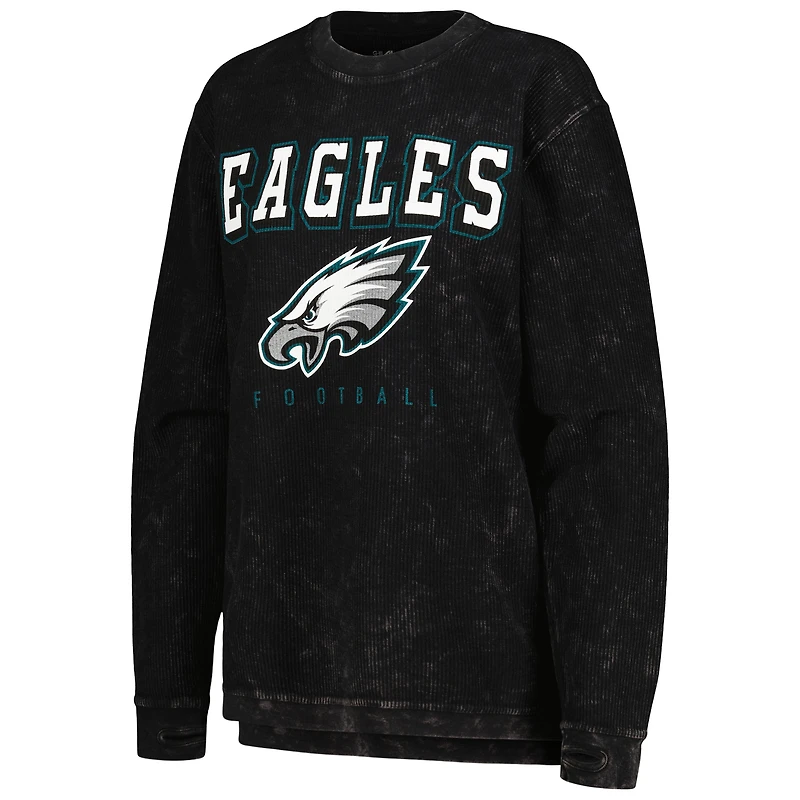 Women's G-III 4Her by Carl Banks Black Philadelphia Eagles Comfy Cord Pullover Sweatshirt