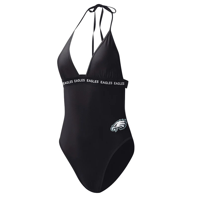 Maillot de bain une pièce G-III 4Her pour femme par Carl Banks, noir, Philadelphia Eagles Full Count