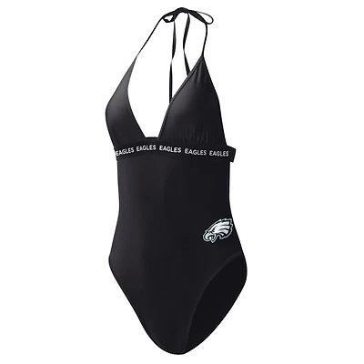 Maillot de bain une pièce G-III 4Her pour femme par Carl Banks, noir, Philadelphia Eagles Full Count