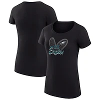T-shirt léger à imprimé animalier G-III 4Her par Carl Banks pour femme, coupe ultra-ajustée, motif cœur, Philadelphia Eagles