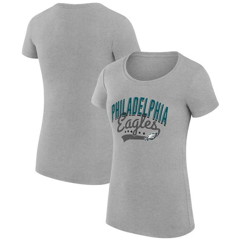 T-shirt léger et ultra-ajusté G-III 4Her par Carl Banks pour femme, gris chiné, avec logo en filigrane des Eagles de Philadelphie