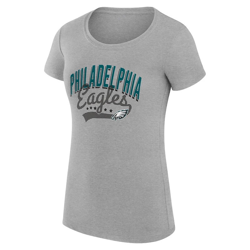 T-shirt léger et ultra-ajusté G-III 4Her par Carl Banks pour femme, gris chiné, avec logo en filigrane des Eagles de Philadelphie