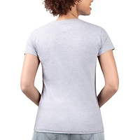 T-shirt à col en V ultra-mince et léger G-III 4Her par Carl Banks pour femme, gris chiné, motif floral, logo de l'équipe des Eagles Philadelphie