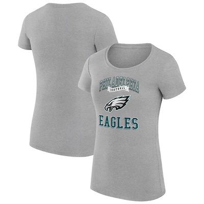 T-shirt léger et ultra-ajusté G-III 4Her par Carl Banks pour femme, gris chiné, avec logo de l'équipe des Philadelphia Eagles