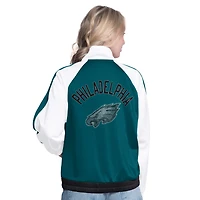 Women's G-III 4Her by Carl Banks White/Midnight Green Philadelphia Eagles Rally Rhinestone Full-Zip Track Jacket