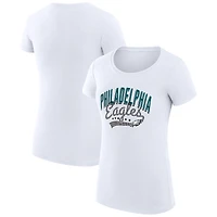T-shirt léger et ultra-ajusté G-III 4Her par Carl Banks pour femme, blanc, avec logo en filigrane, motif Philadelphia Eagles