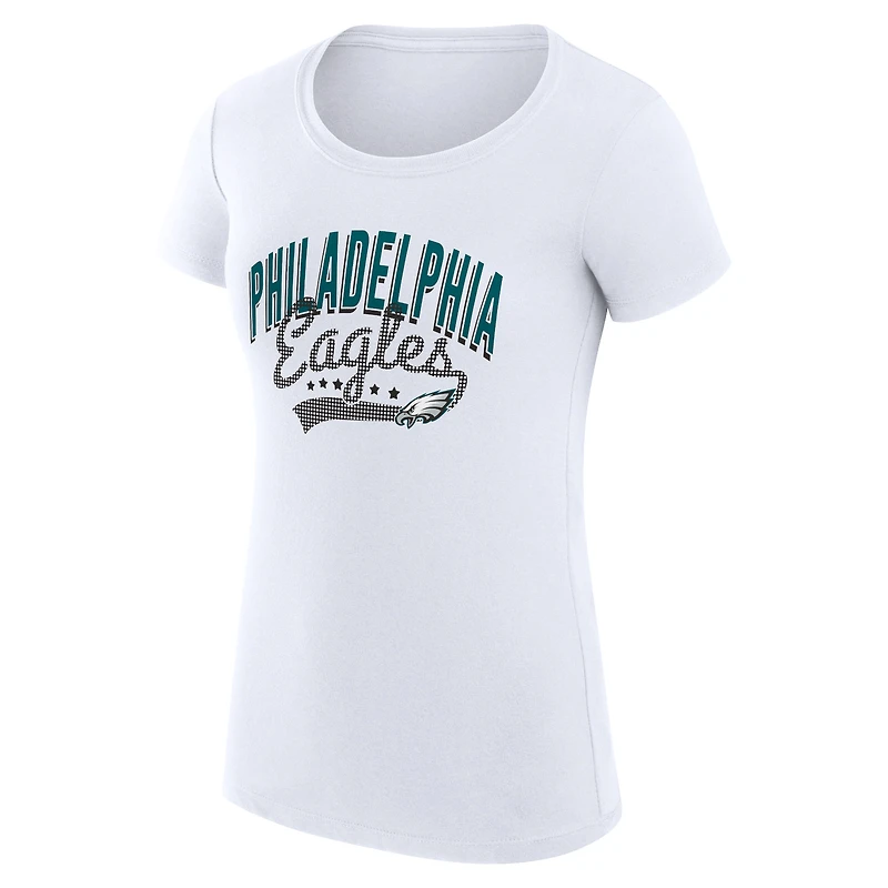 T-shirt léger et ultra-ajusté G-III 4Her par Carl Banks pour femme, blanc, avec logo en filigrane, motif Philadelphia Eagles