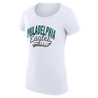 T-shirt léger et ultra-ajusté G-III 4Her par Carl Banks pour femme, blanc, avec logo en filigrane, motif Philadelphia Eagles