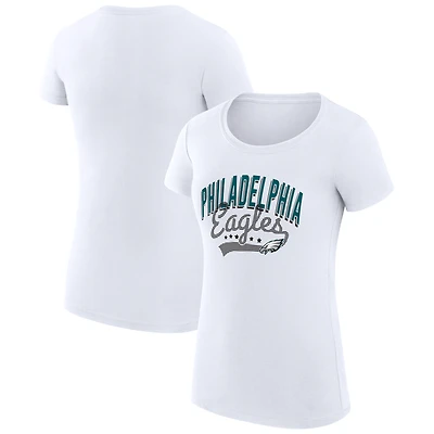 T-shirt léger et ultra-ajusté G-III 4Her par Carl Banks pour femme, blanc, avec logo en filigrane, motif Philadelphia Eagles