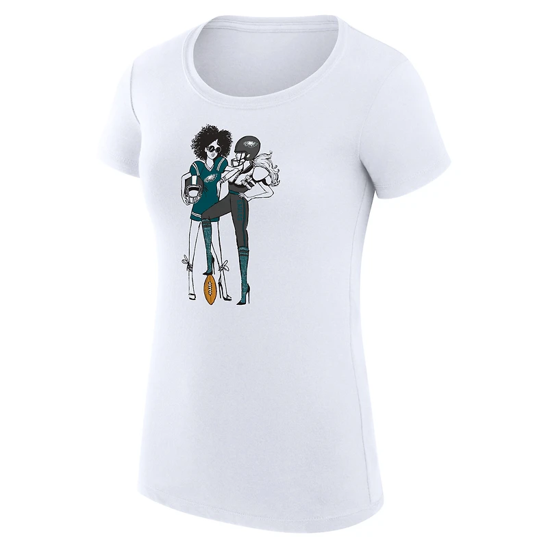 T-shirt de football léger et ultra-ajusté pour femme G-III 4Her par Carl Banks, blanc, motif Philadelphia Eagles