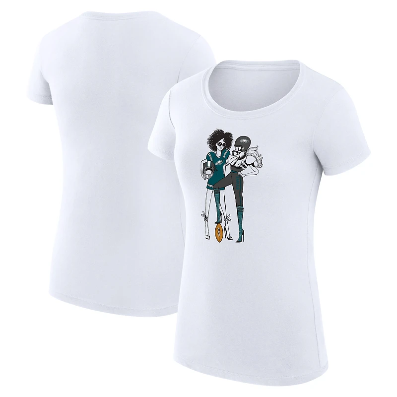 T-shirt de football léger et ultra-ajusté pour femme G-III 4Her par Carl Banks, blanc, motif Philadelphia Eagles