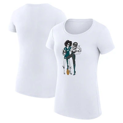 T-shirt de football léger et ultra-ajusté pour femme G-III 4Her par Carl Banks, blanc, motif Philadelphia Eagles