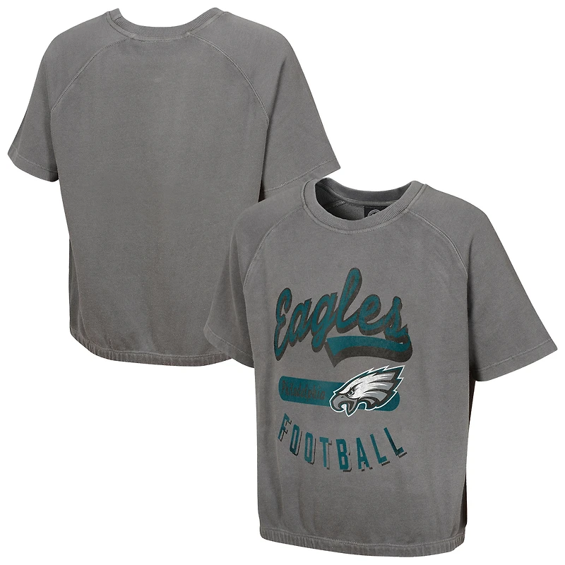 Haut à manches courtes délavé minéral gris Philadelphia Eagles pour femme