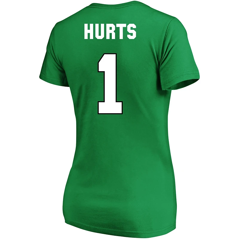 Women's Jalen Hurts Kelly Green Philadelphia Eagles Plus Fair Catch Name & Number Scoop Neck T-Shirt