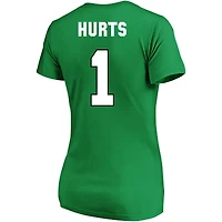 Women's Jalen Hurts Kelly Green Philadelphia Eagles Plus Fair Catch Name & Number Scoop Neck T-Shirt