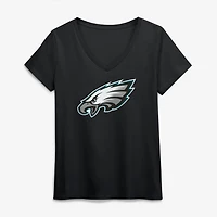 Women's Logo Athletic Black Philadelphia Eagles Primary V-Neck T-Shirt