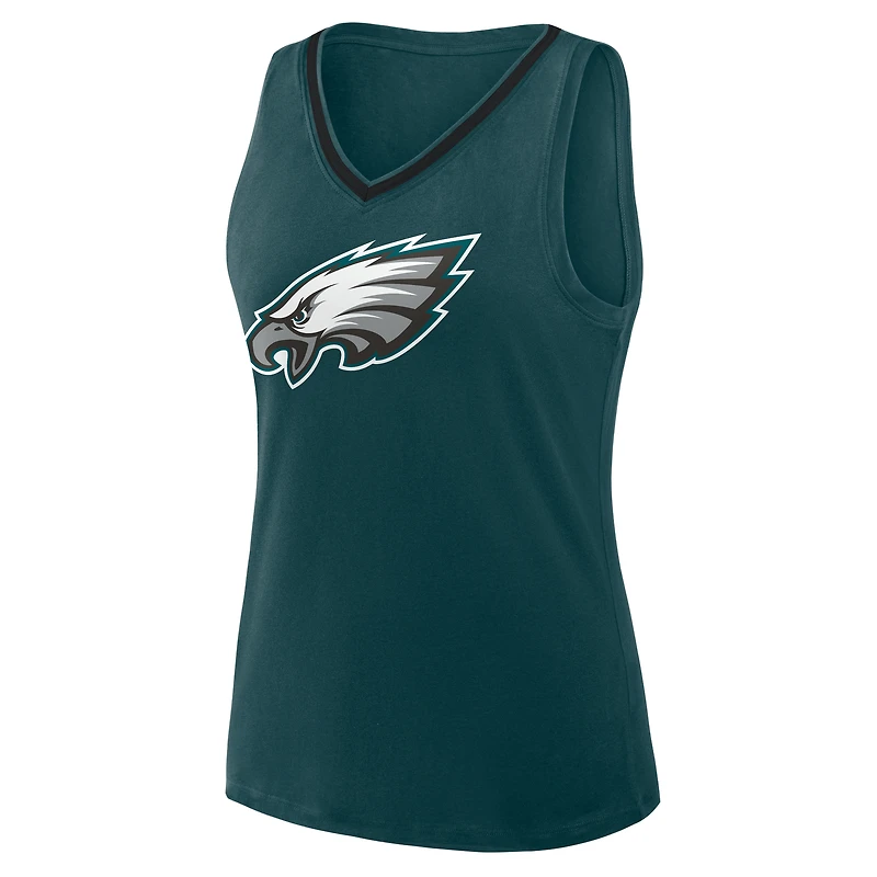 Débardeur col V Stellar Win pour femme, vert athlétique, logo des Eagles de Philadelphie, grande taille