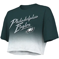 Haut court Majestic Threads vert/blanc avec nom et numéro de joueur des Philadelphia Eagles Dip-Dye pour femme Jalen Hurts