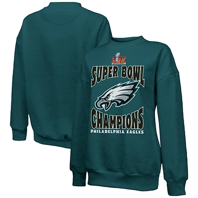 Sweat-shirt à capuche Majestic Threads Midnight Green Philadelphia Eagles Super Bowl LIX Champions Choke Up Tri-Blend pour femme