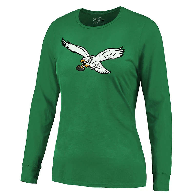 Women's Majestic Threads Saquon Barkley Midnight Green Philadelphia Eagles Name & Number Long Sleeve T-Shirt