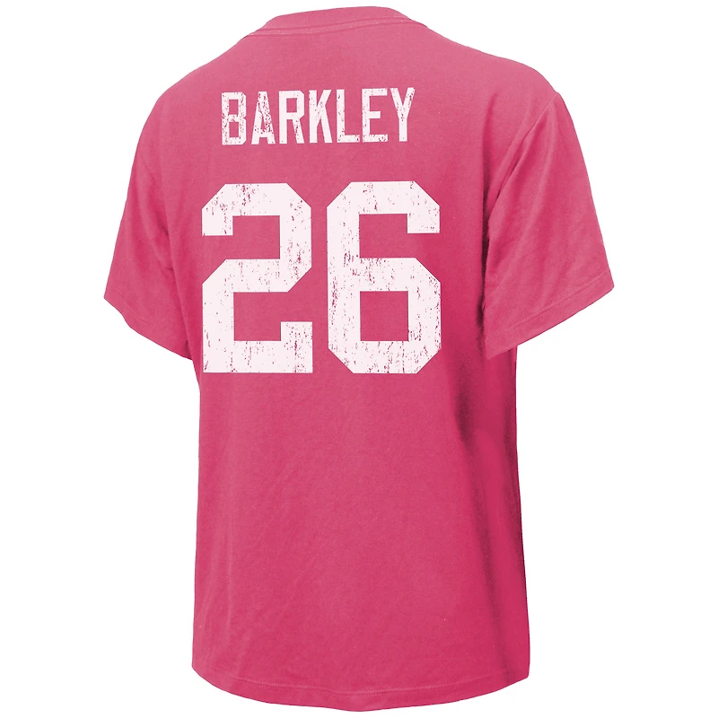 T-shirt rose avec nom et numéro des Eagles de Philadelphie Majestic Threads Saquon Barkley pour femmes