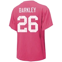 T-shirt rose avec nom et numéro des Eagles de Philadelphie Majestic Threads Saquon Barkley pour femmes
